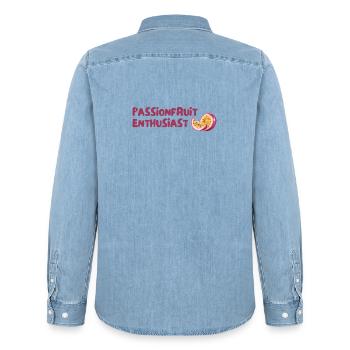 Passionsfrucht Enthusiast - Männer Jeanshemd Organic von Stanley/Stella - verwaschenes Hellblau - Hinten - AI Model Male 185 light (185cm)