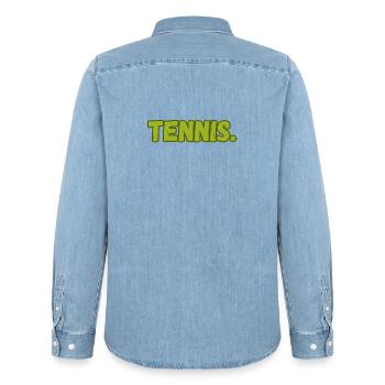 Tennis Tennispieler Grün Retro - Männer Jeanshemd Organic von Stanley/Stella - verwaschenes Hellblau - Hinten - AI Model Male 185 light (185cm)
