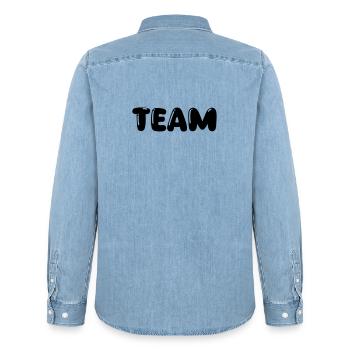 Team - Männer Jeanshemd Organic von Stanley/Stella - verwaschenes Hellblau - Hinten - AI Model Male 185 light (185cm)