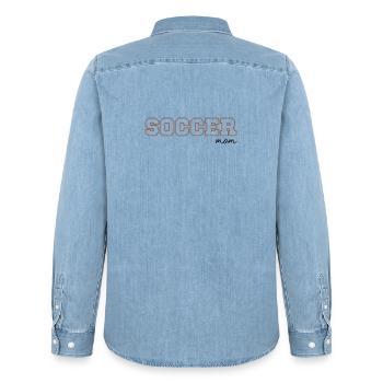 Maman Soccer - Chemise en denim homme bio Stanley/Stella - bleu clair délavé - Dos - AI Model Male 185 light (185cm)