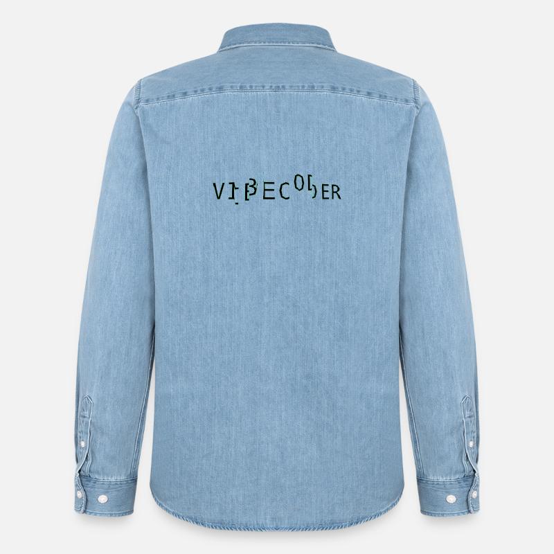 vibecoder_mono Glitch - Männer Jeanshemd Organic von Stanley/Stella - verwaschenes Hellblau
