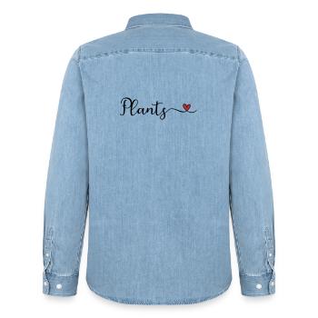 Plants Heart niedliche Typografie - Männer Jeanshemd Organic von Stanley/Stella - verwaschenes Hellblau - Hinten - AI Model Male 185 light (185cm)