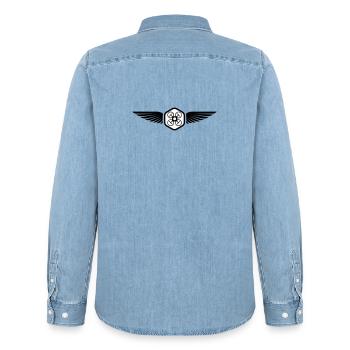 UAV PILOT - Männer Jeanshemd Organic von Stanley/Stella - verwaschenes Hellblau - Hinten - AI Model Male 185 light (185cm)