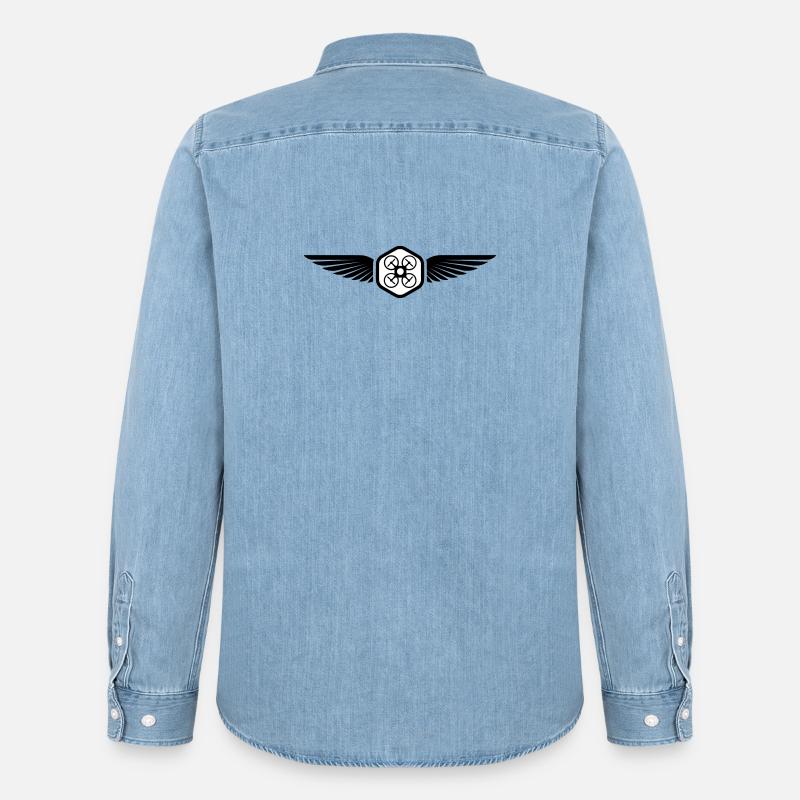 UAV PILOT - Männer Jeanshemd Organic von Stanley/Stella - verwaschenes Hellblau