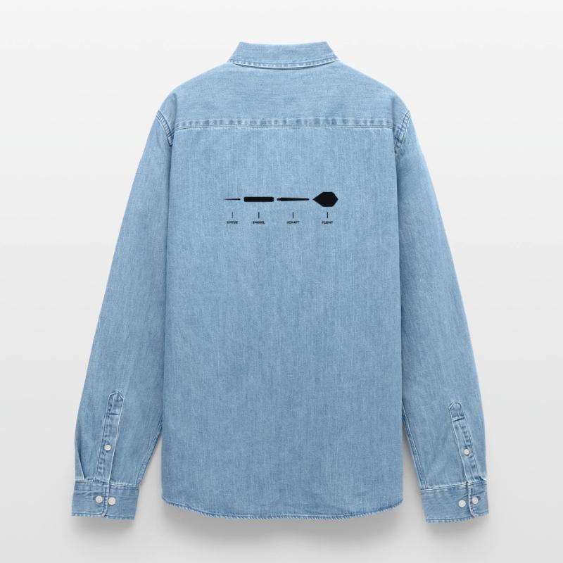 Explication de la fléchette Anatomie Conception de la fléchette Chemise en denim homme bio Stanley/Stella