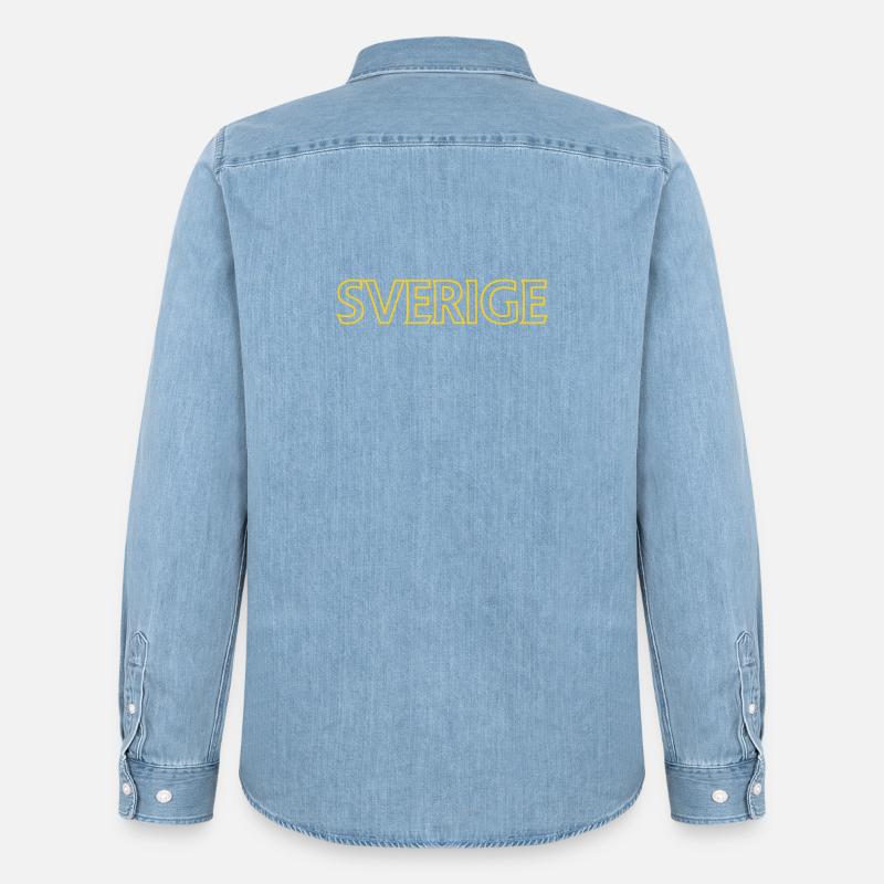 Suède Alcool et conception de drapeaux - Chemise en denim homme bio Stanley/Stella - bleu clair délavé