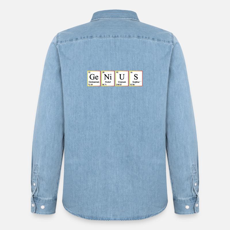 Genius Periodic Table Elements Chemistry - Männer Jeanshemd Organic von Stanley/Stella - verwaschenes Hellblau