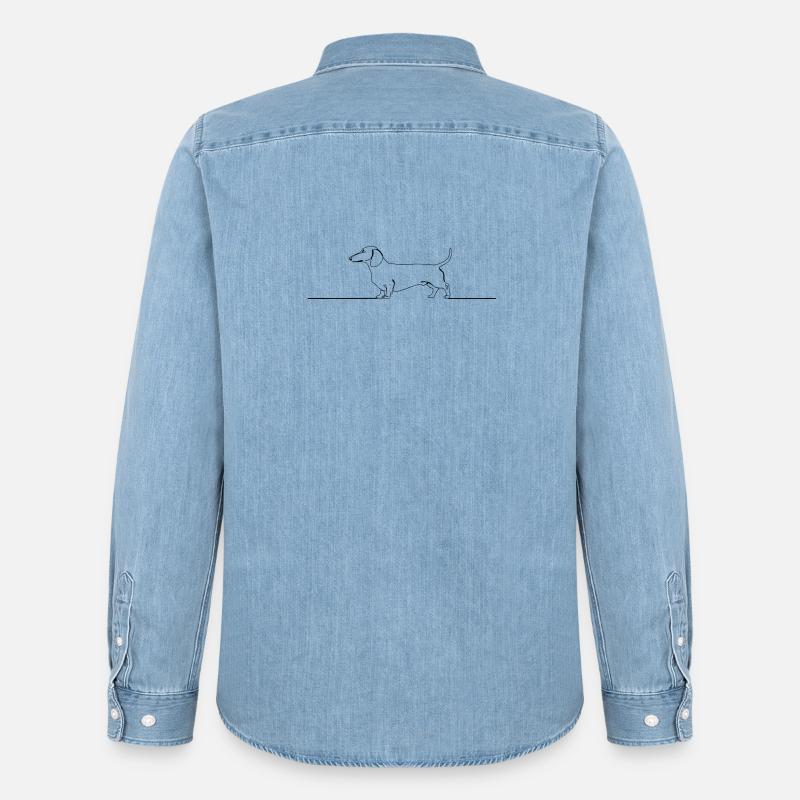 Teckel Dackel One Line Art - Männer Jeanshemd Organic von Stanley/Stella - verwaschenes Hellblau