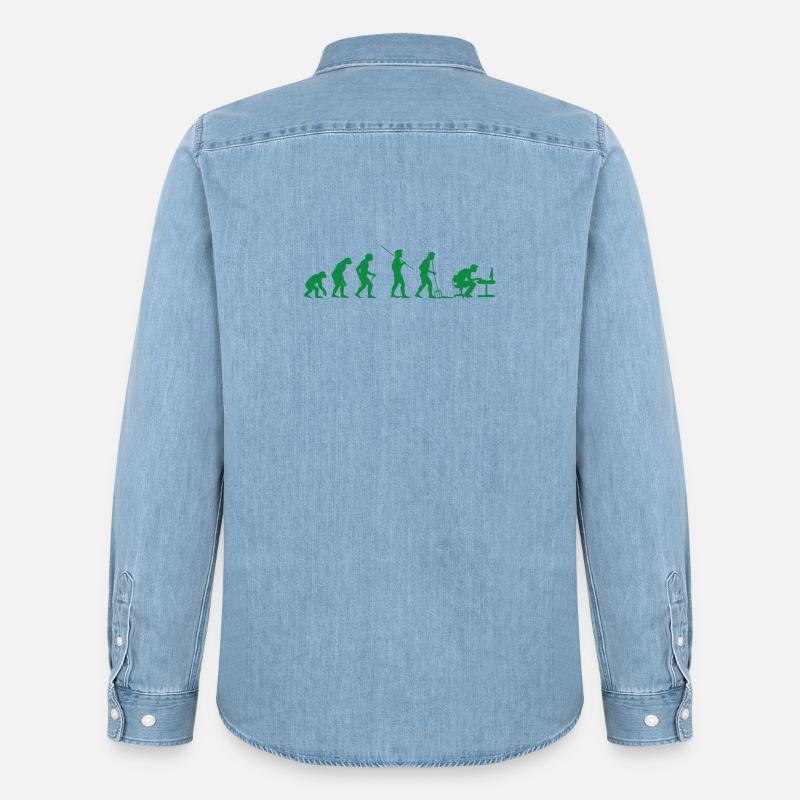 Programmierer Evolution Informatiker Entwickler - Männer Jeanshemd Organic von Stanley/Stella - verwaschenes Hellblau