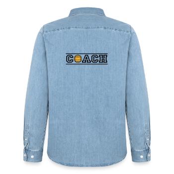 coach - Men’s Organic Denim Shirt by Stanley/Stella - light wash - Back - AI Model Male 185 light (185cm)