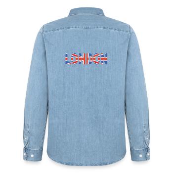 Londres couché avec drapeau - Chemise en denim homme bio Stanley/Stella - bleu clair délavé - Dos - AI Model Male 185 light (185cm)