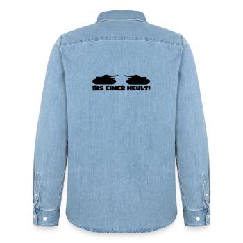 bis einer heult - Männer Jeanshemd Organic von Stanley/Stella - verwaschenes Hellblau - Hinten - AI Model Male 185 light (185cm)
