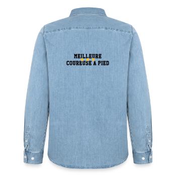 Laufen / Running / Jogging / Joggen / Marathon - Männer Jeanshemd Organic von Stanley/Stella - verwaschenes Hellblau - Hinten - AI Model Male 185 light (185cm)