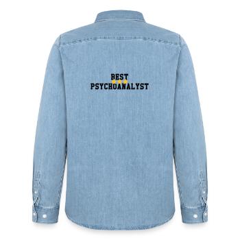 Psychoanalysis Psychoanalytiker Psychanalyse - Men’s Organic Denim Shirt by Stanley/Stella - light wash - Back - AI Model Male 185 light (185cm)