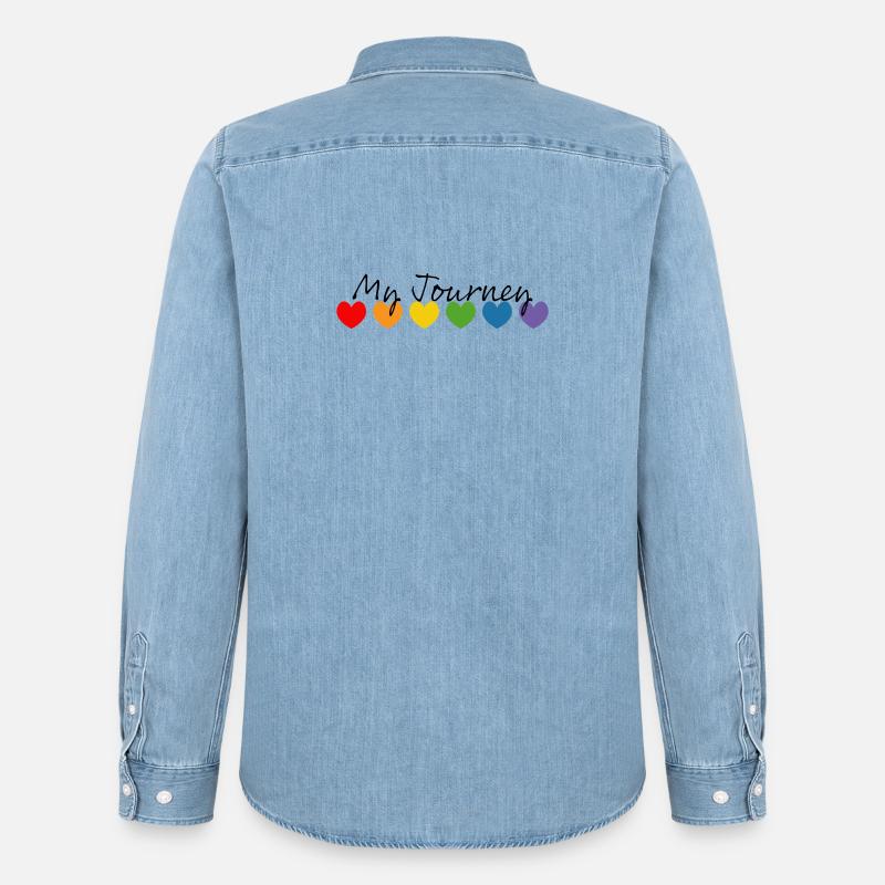 Regenbogenherzchen my journey schwarz - Männer Jeanshemd Organic von Stanley/Stella - verwaschenes Hellblau