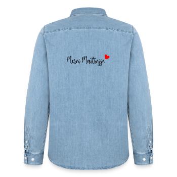 VIELEN DANK. GELIEBTE. DANKE HERRIN - Männer Jeanshemd Organic von Stanley/Stella - verwaschenes Hellblau - Hinten - AI Model Male 185 light (185cm)