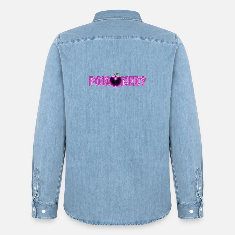 Neon-Apple mit Glitzer-Effekt  - Männer Jeanshemd Organic von Stanley/Stella - verwaschenes Hellblau