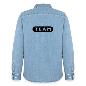 team_01 - Chemise en denim homme bio Stanley/Stella - bleu clair délavé - Dos - AI Model Male 185 light (185cm)