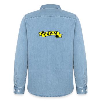 Team Banderole - Men’s Organic Denim Shirt by Stanley/Stella - light wash - Back - AI Model Male 185 light (185cm)