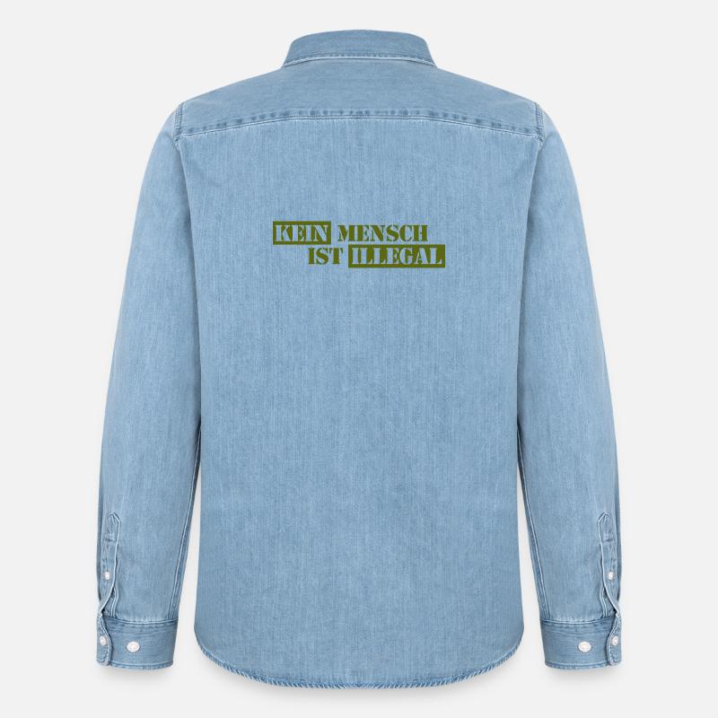 Nessuno è illegale - Migrazione - Illegalità - Camicia in denim uomo bio di Stanley/Stella - azzurro chiaro slavato