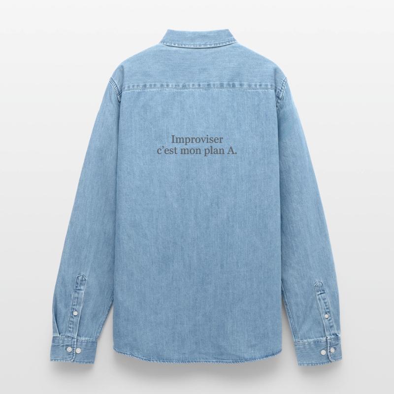 Improviser : c’est mon plan A… et ça marche ! ✅ Chemise en denim homme bio Stanley/Stella