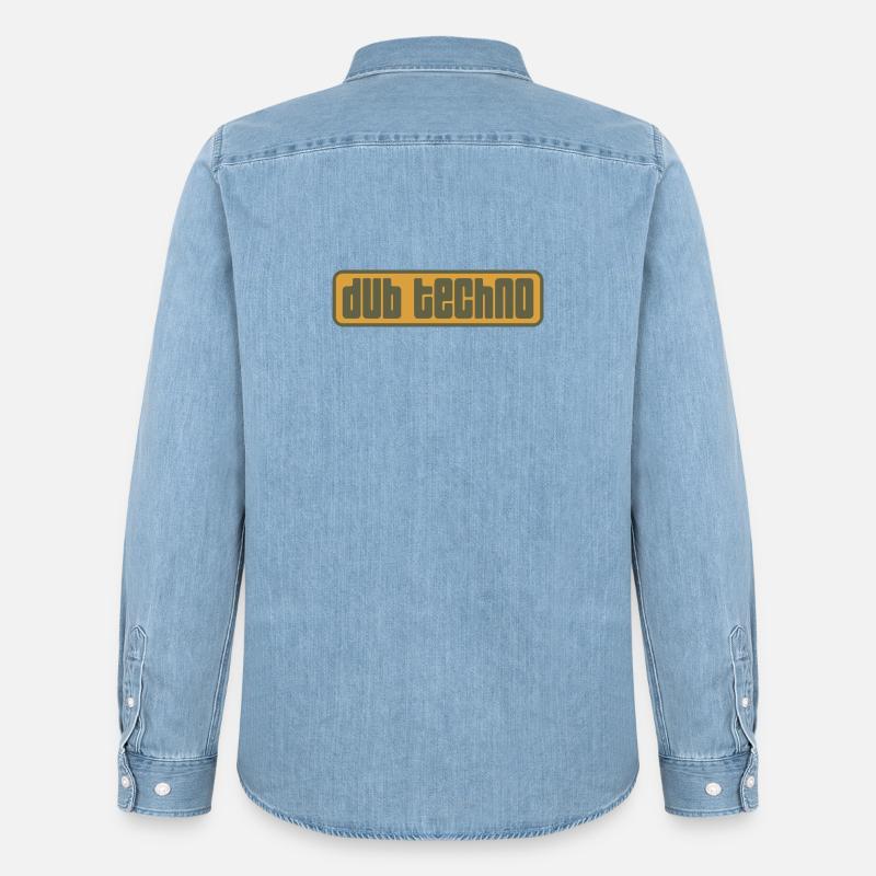 Dub Techno Retro Emblem - Männer Jeanshemd Organic von Stanley/Stella - verwaschenes Hellblau