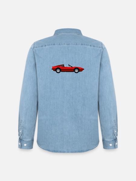 RED SPORTS CAR - Men’s Organic Denim Shirt by Stanley/Stella - light wash