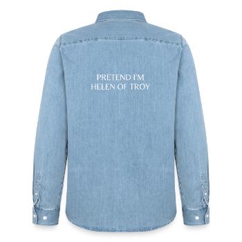 Tu so, als wäre ich Helena von Troja. - Männer Jeanshemd Organic von Stanley/Stella - verwaschenes Hellblau - Hinten - AI Model Male 185 light (185cm)