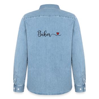 Motard avec du cœur - Chemise en denim homme bio Stanley/Stella - bleu clair délavé - Dos - AI Model Male 185 light (185cm)