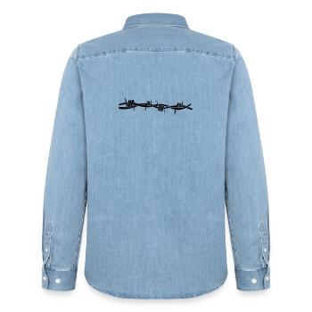 stacheldraht - Männer Jeanshemd Organic von Stanley/Stella - verwaschenes Hellblau - Hinten - AI Model Male 185 light (185cm)