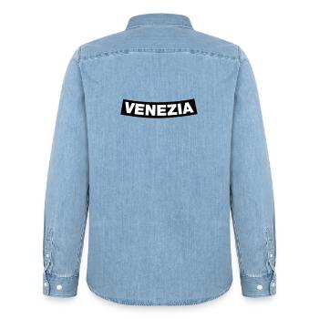 Venezia Chapter Element (JGA MC-Rocker-Design) - Men’s Organic Denim Shirt by Stanley/Stella - light wash - Back - AI Model Male 185 light (185cm)