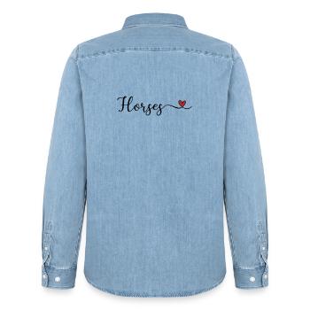 Chevaux - Chemise en denim homme bio Stanley/Stella - bleu clair délavé - Dos - AI Model Male 185 light (185cm)