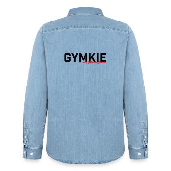 Gymkie Fitness Junkie Gym Sport Shirt - Chemise en denim homme bio Stanley/Stella - bleu clair délavé - Dos - AI Model Male 185 light (185cm)