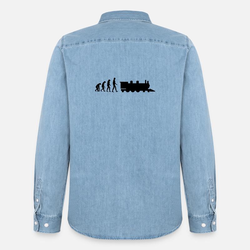 Eisenbahner / Eisenbahnen / Eisenbahn / Bahn - Männer Jeanshemd Organic von Stanley/Stella - verwaschenes Hellblau