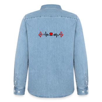 Heart rate cardio flag Norway - Men’s Organic Denim Shirt by Stanley/Stella - light wash - Back - AI Model Male 185 light (185cm)