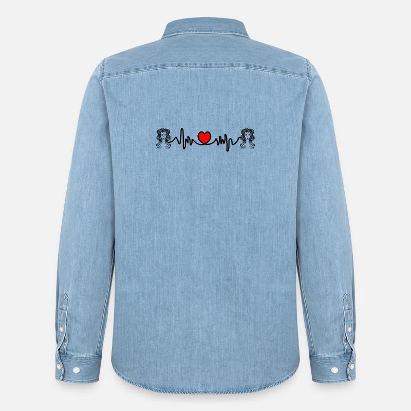 Herzfrequenz Kardio Jungfrau Jungfrau - Männer Jeanshemd Organic von Stanley/Stella - verwaschenes Hellblau