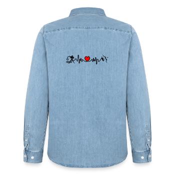 Herzfrequenz Cardio Wassermann Schütze - Männer Jeanshemd Organic von Stanley/Stella - verwaschenes Hellblau - Hinten - AI Model Male 185 light (185cm)