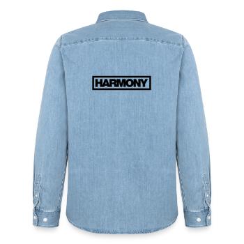 Typo HARMONY Contour 1C - Men’s Organic Denim Shirt by Stanley/Stella - light wash - Back - AI Model Male 185 light (185cm)