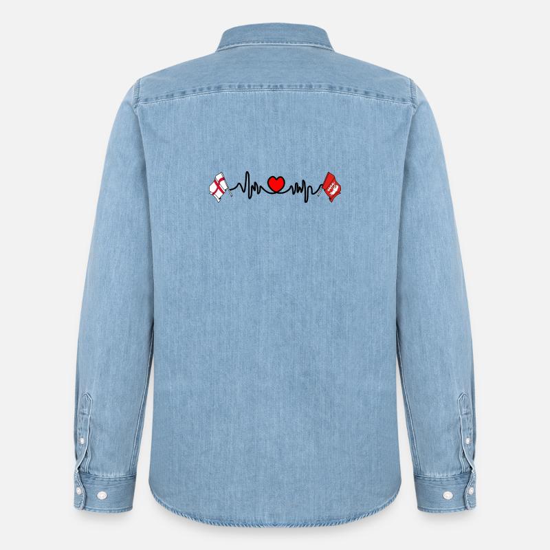 Warwickshire & England Herzfrequenz - Männer Jeanshemd Organic von Stanley/Stella - verwaschenes Hellblau