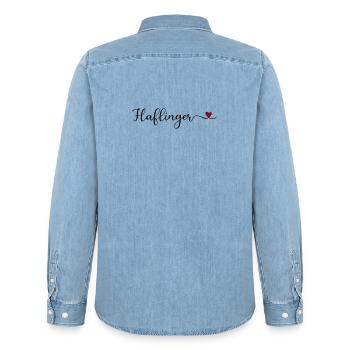 Haflinger Heart - Men’s Organic Denim Shirt by Stanley/Stella - light wash - Back - AI Model Male 185 light (185cm)