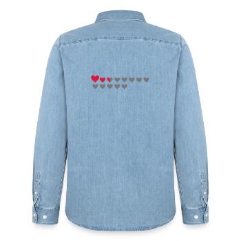 Gaming Life Bar Hearts - Men’s Organic Denim Shirt by Stanley/Stella - light wash - Back - AI Model Male 185 light (185cm)