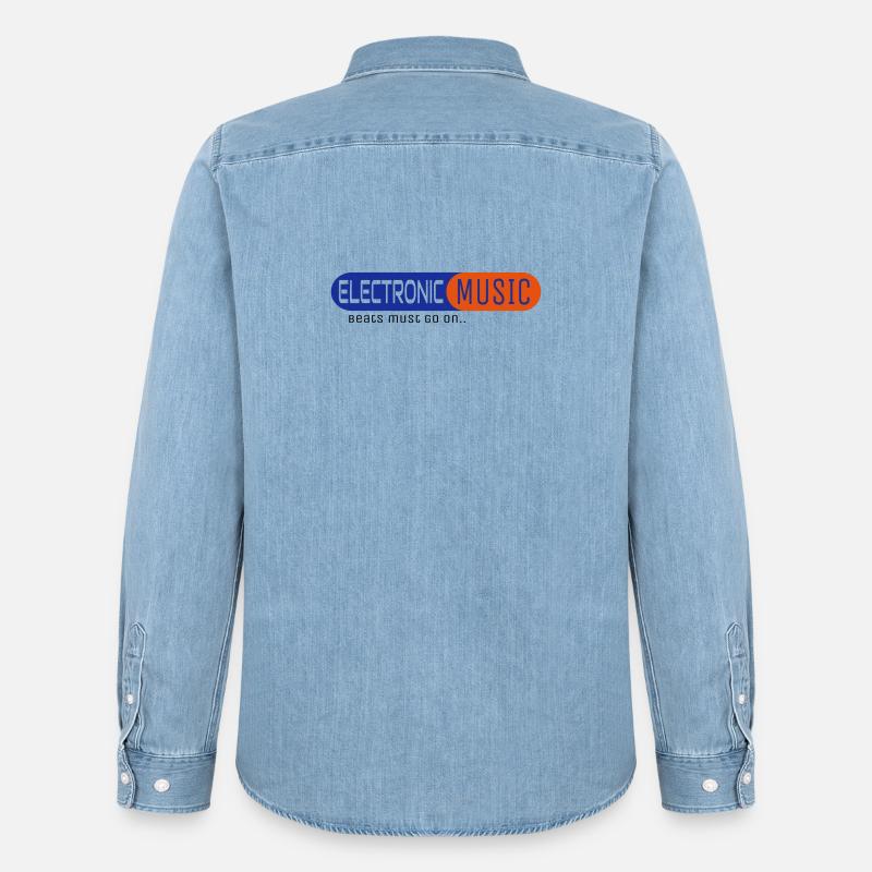 Electronic Music - Männer Jeanshemd Organic von Stanley/Stella - verwaschenes Hellblau
