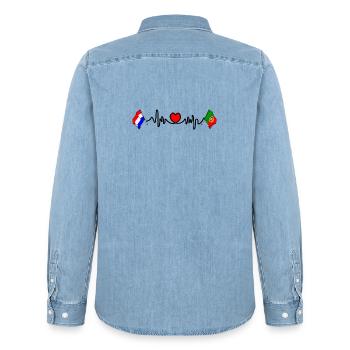 Cardio coeur avec Drapeau Pays-Bas, drapeau Portugal - Chemise en denim homme bio Stanley/Stella - bleu clair délavé - Dos - AI Model Male 185 light (185cm)