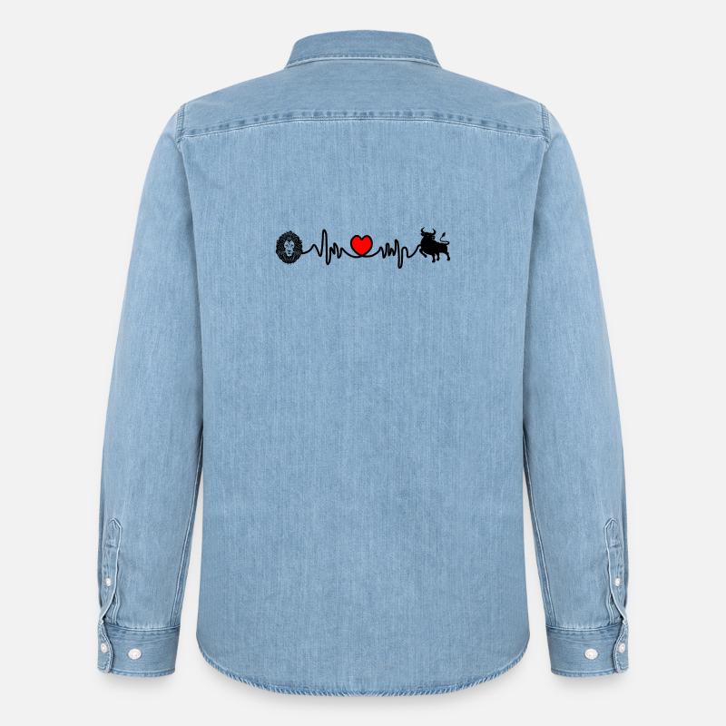 Herzfrequenz Cardio Löwe Stier - Männer Jeanshemd Organic von Stanley/Stella - verwaschenes Hellblau