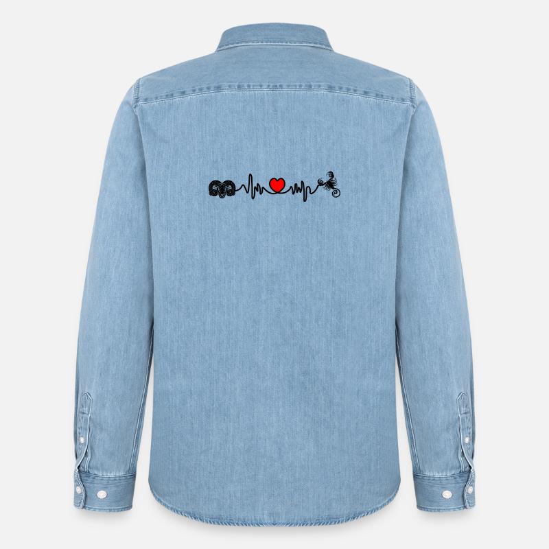 Herzfrequenz Cardio Widder Skorpion - Männer Jeanshemd Organic von Stanley/Stella - verwaschenes Hellblau