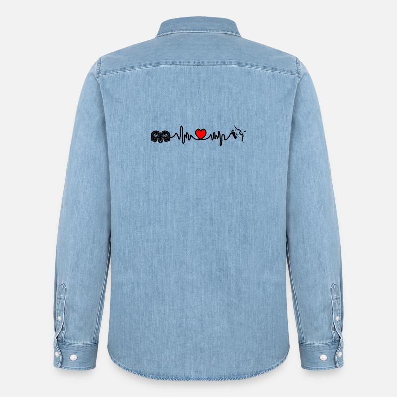 Herzfrequenz Cardio Widder Schütze - Männer Jeanshemd Organic von Stanley/Stella - verwaschenes Hellblau