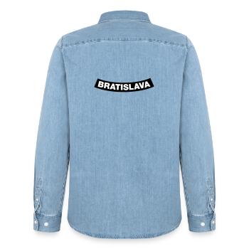 Bratislava Chapter Element (JGA MC-Rocker-Design) - Men’s Organic Denim Shirt by Stanley/Stella - light wash - Back - AI Model Male 185 light (185cm)