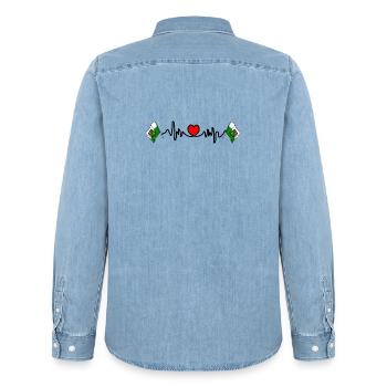 Cardio de fréquence cardiaque pour la Saxe - Chemise en denim homme bio Stanley/Stella - bleu clair délavé - Dos - AI Model Male 185 light (185cm)