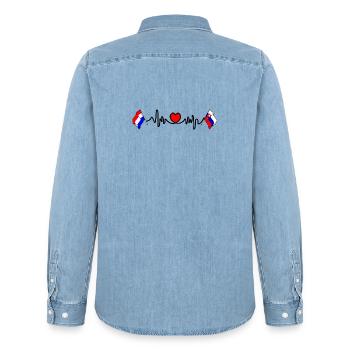 Cardio-Herz mit Flagge Niederlande, Slowakei - Männer Jeanshemd Organic von Stanley/Stella - verwaschenes Hellblau - Hinten - AI Model Male 185 light (185cm)