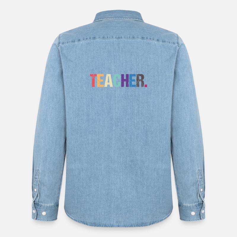 Conception colorée de TEACHER - Chemise en denim homme bio Stanley/Stella - bleu clair délavé